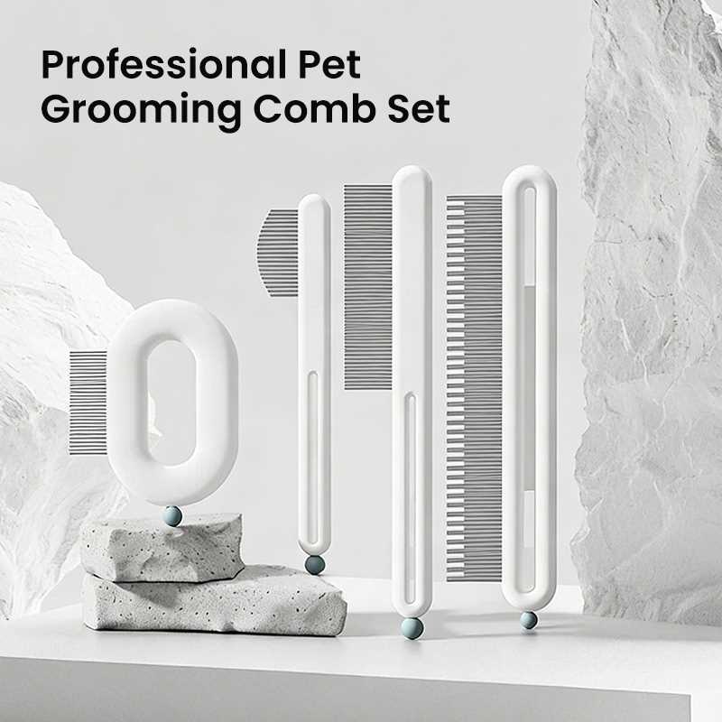 Professional Pet Grooming Comb Set for Cats & Dogs – Detangling Tools